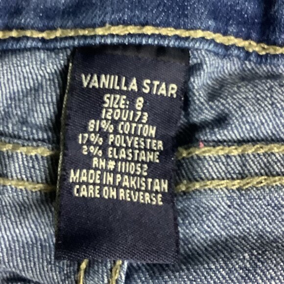 Vanilla Star Girls Denim Shortalls Adjustable Size 8 Jean Bib Overalls Pockets - Picture 3 of 15